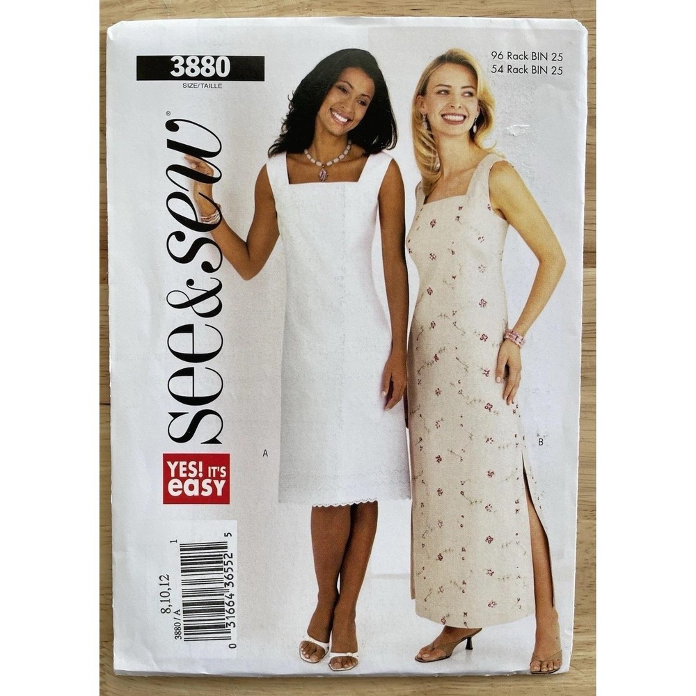 Butterick See & Sew Pattern 3880 Womens 8 10 12 Dress Uncut‎ FF